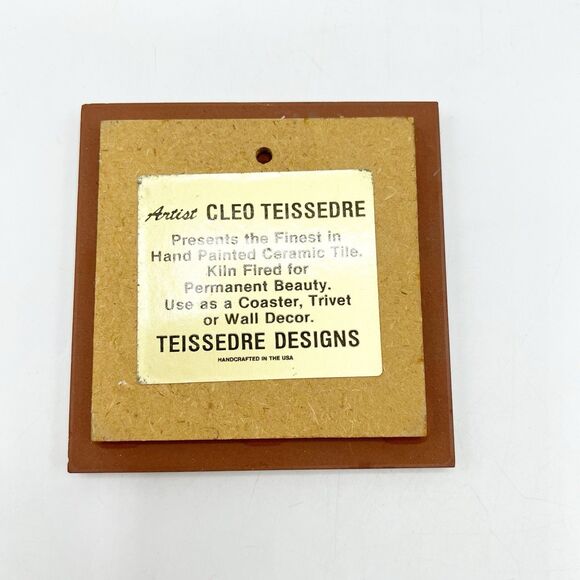 Vintage Cleo Teissedre Ceramic Tile Roadrunner Pottery Hand Painted Southwest 4" - Picture 7 of 8